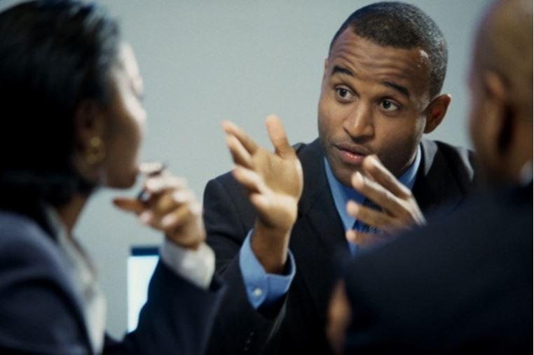 man explaining power to a lady