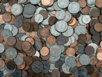 collection of coin money of different sizes and colours