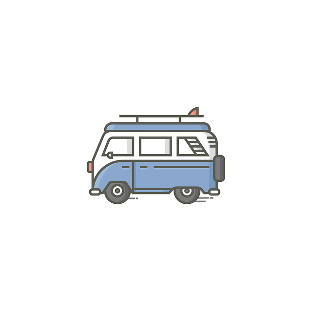 little blue bus on white background