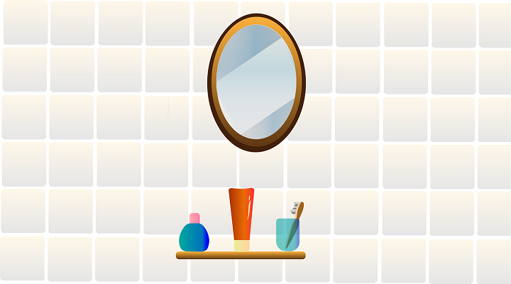 mirror and personal items for hygiene