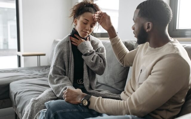 man going through hard times in hospital with wife