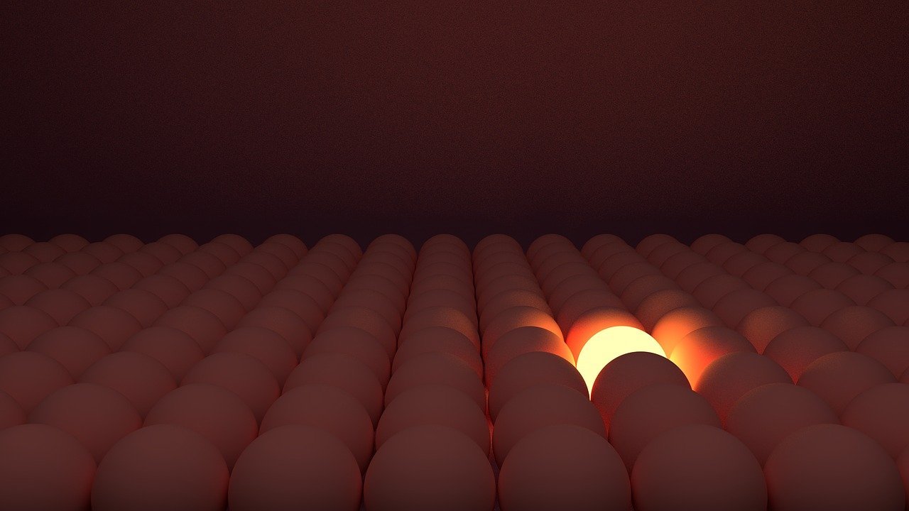 glowing egg with significant difference among others