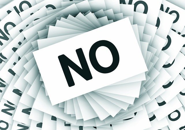 negative cards showing rejection