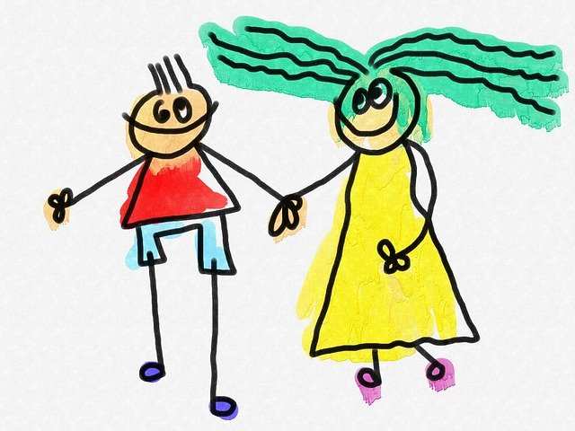 cartoon painting of man noticing red flag in woman