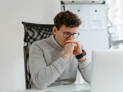 man working without passion