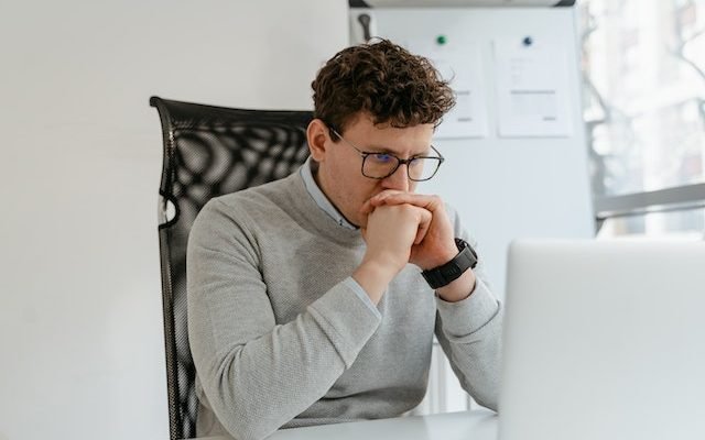 man working without passion