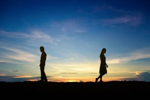 couple giving up on love and going in opposite directions