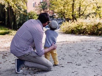 dad playing with kid while mom is away